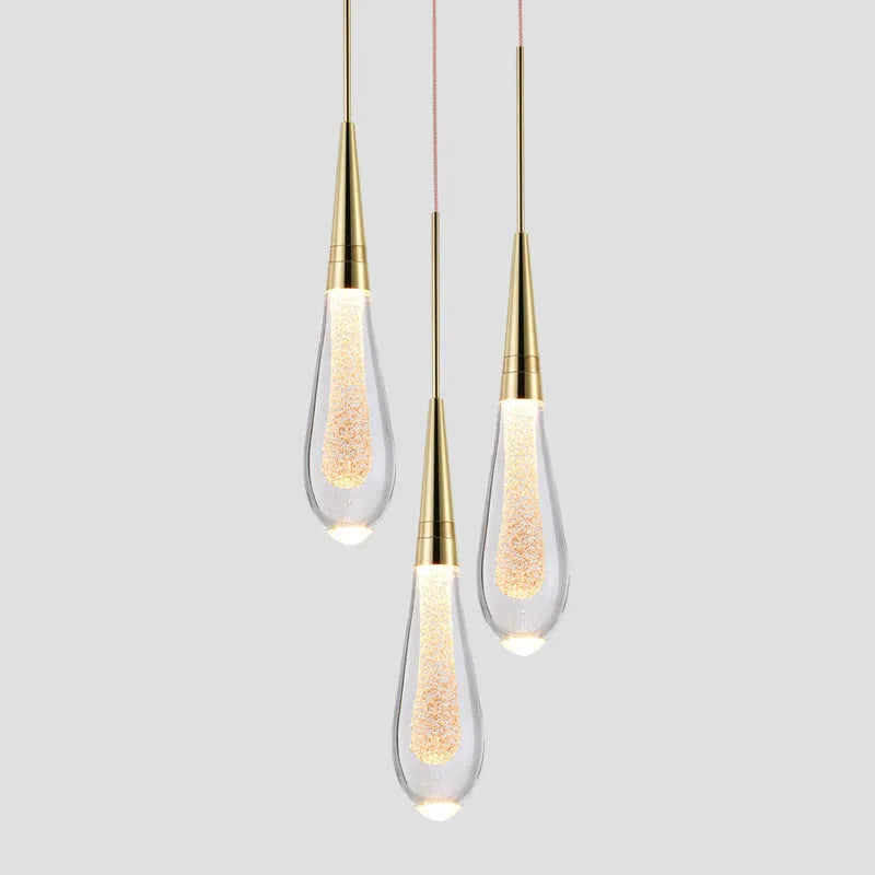 Eloria Pendant Light Crystal Glass Droplet Gold