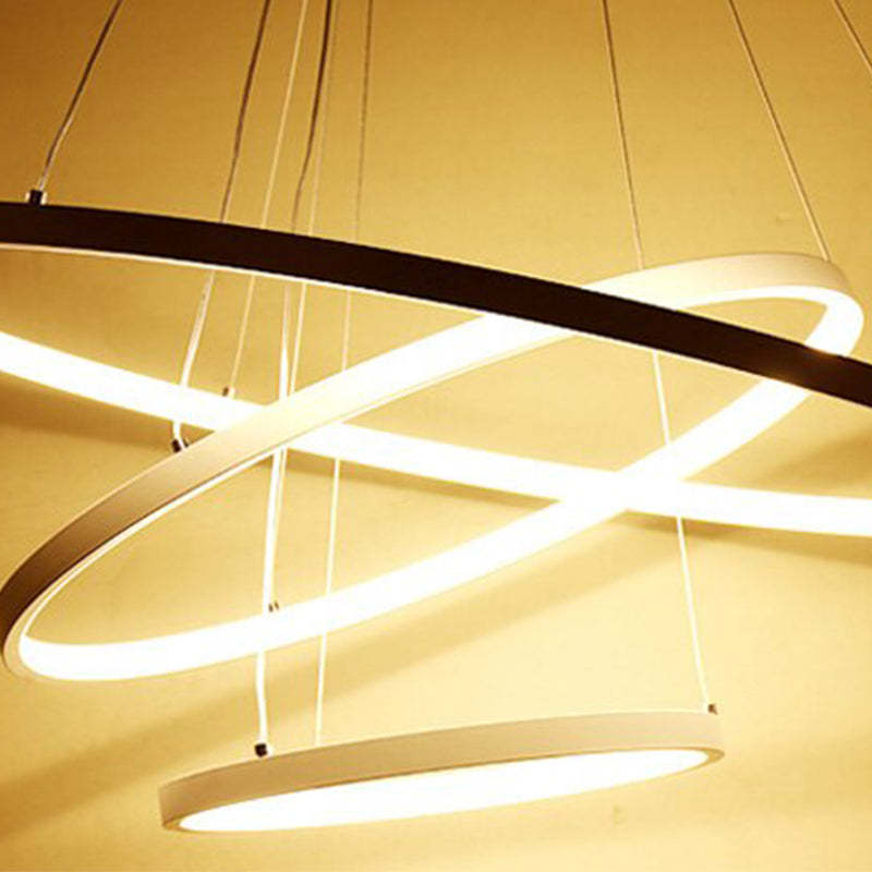 Toriq Pendant Light, Inner Ring Illuminated, White/Black/Gold
