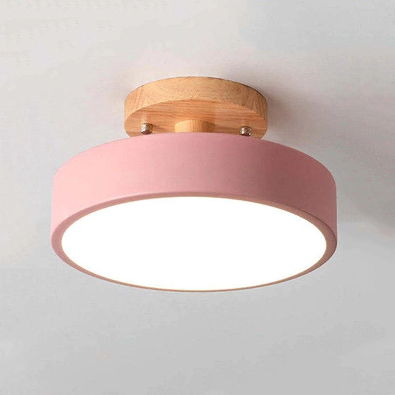 Zera Round LED Flush Mount Ceiling Light Modern Wood Colorful
