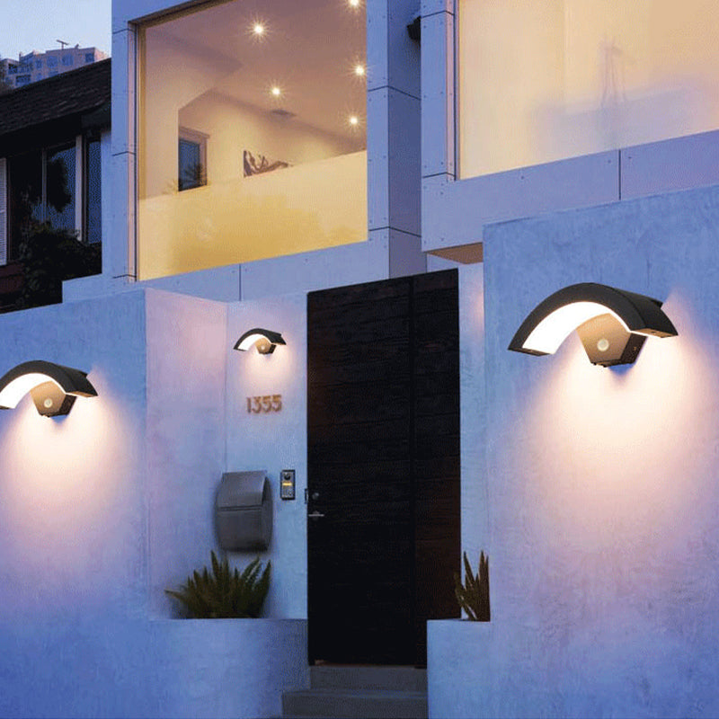 Alvyn Wall Lamp Nordic Arc Waterproof LED Outdoor Black
