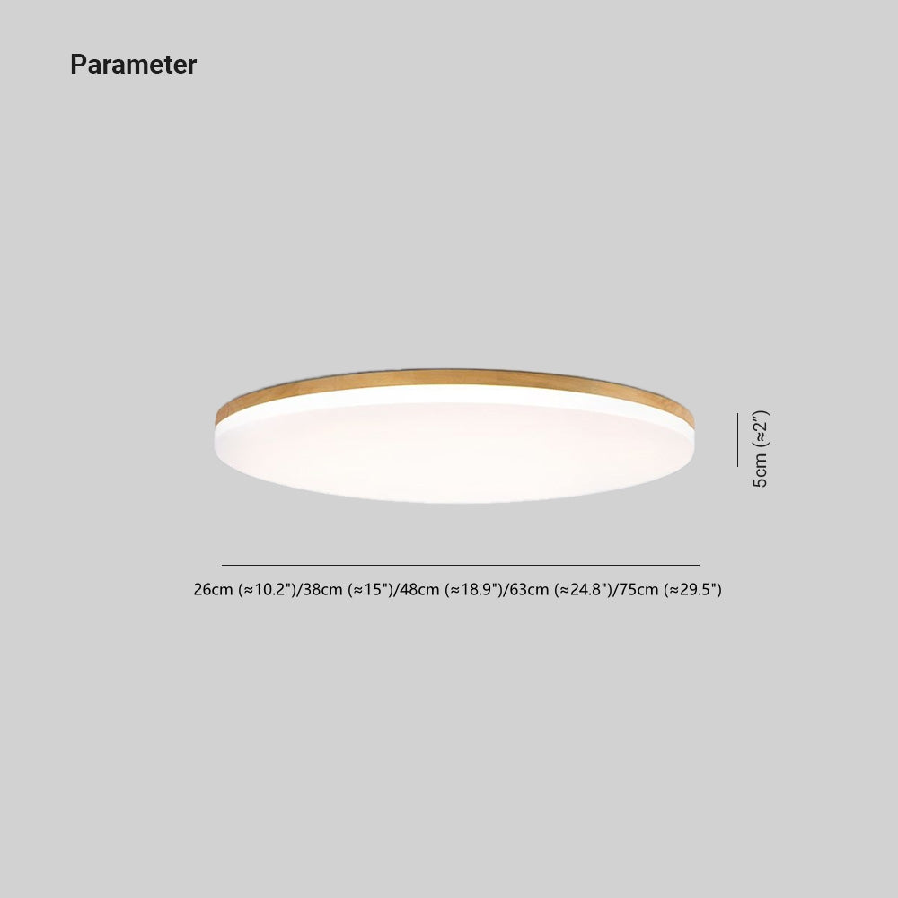 Norev Ceiling Light Slim Round Wood Frame