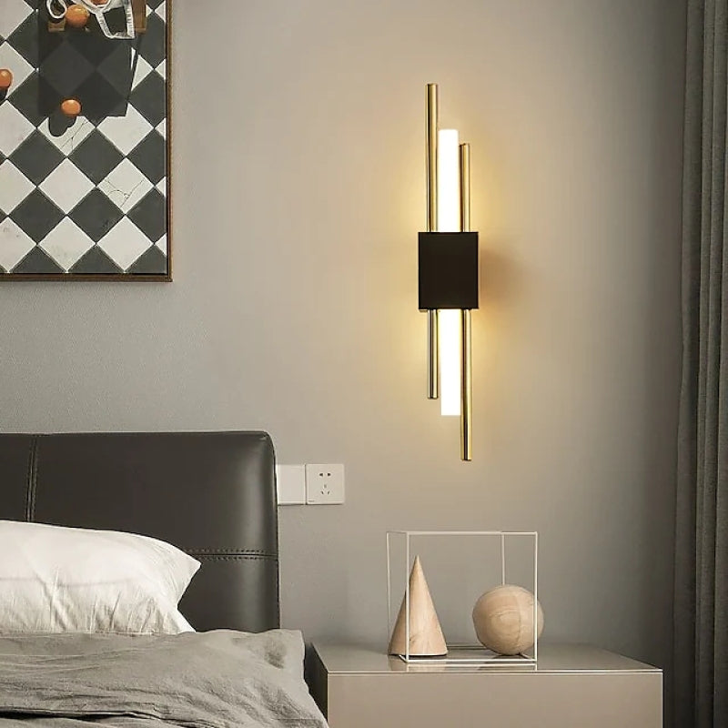 Nariq Modern Bar LED Wall Lamp, Black/Gold