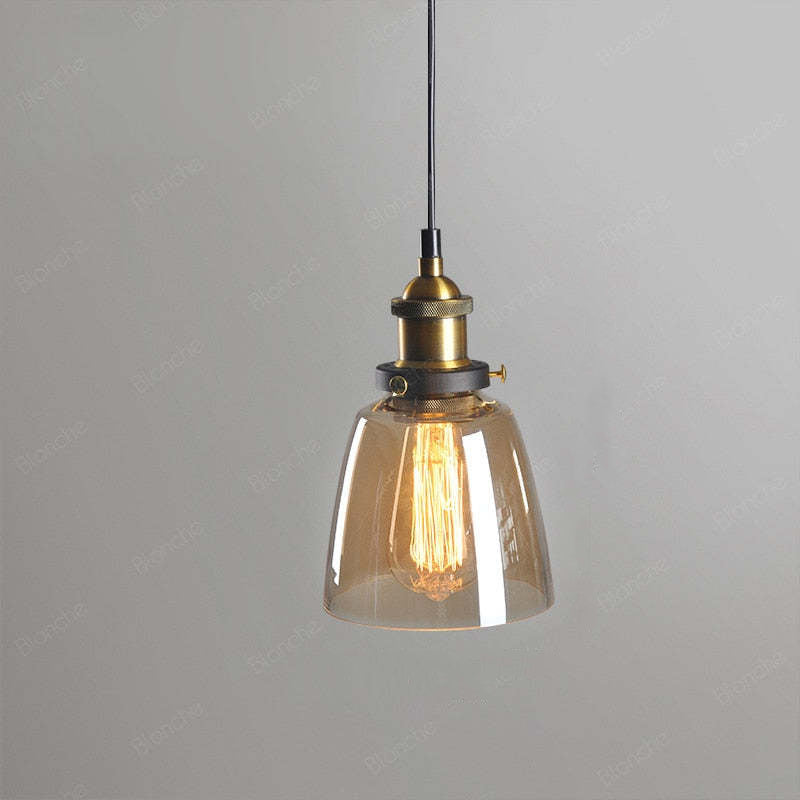 Teni Industrial Glass Pendant Light Clear/Amber/Smoke Grey