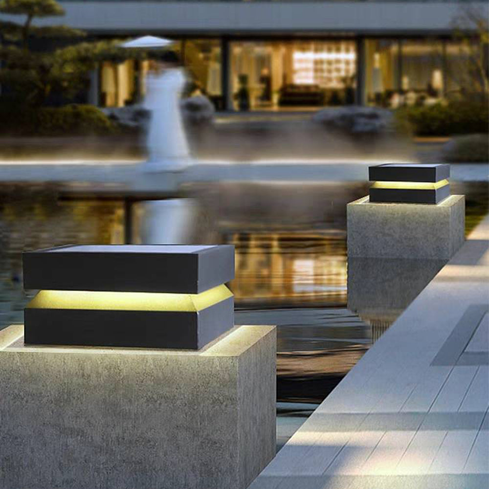 Corvex Outdoor Lamp Modern Concave Black Solar