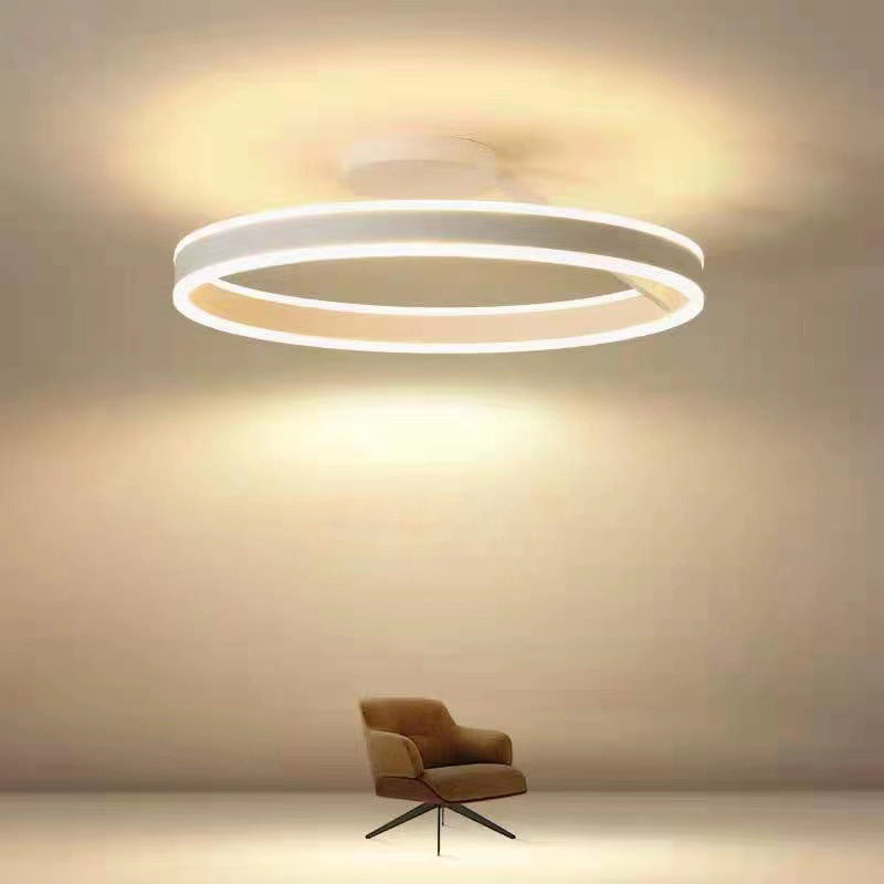 Solinor Modern Circle Flush Mount Ceiling Light, Black & White