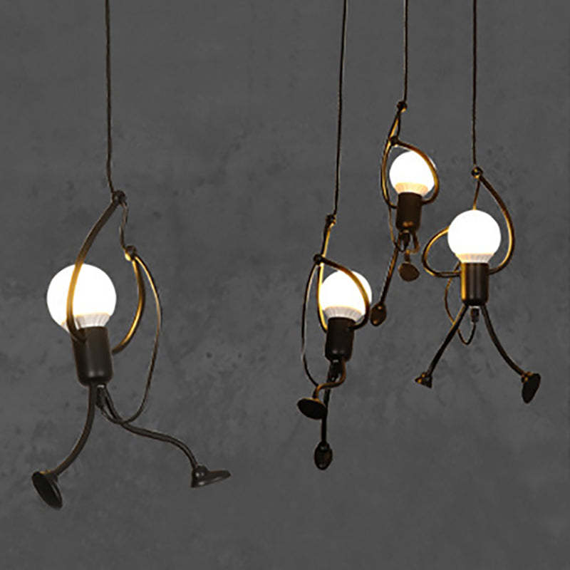 Esi Retro Modern Iron Man Pendant Light, Black