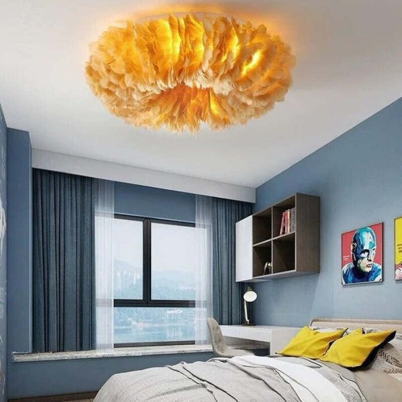 Velix Swan Feather Round Ceiling Light