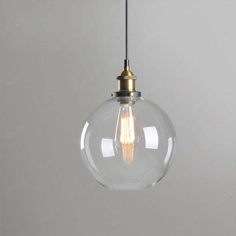 Teni Industrial Glass Pendant Light Clear/Amber/Smoke Grey
