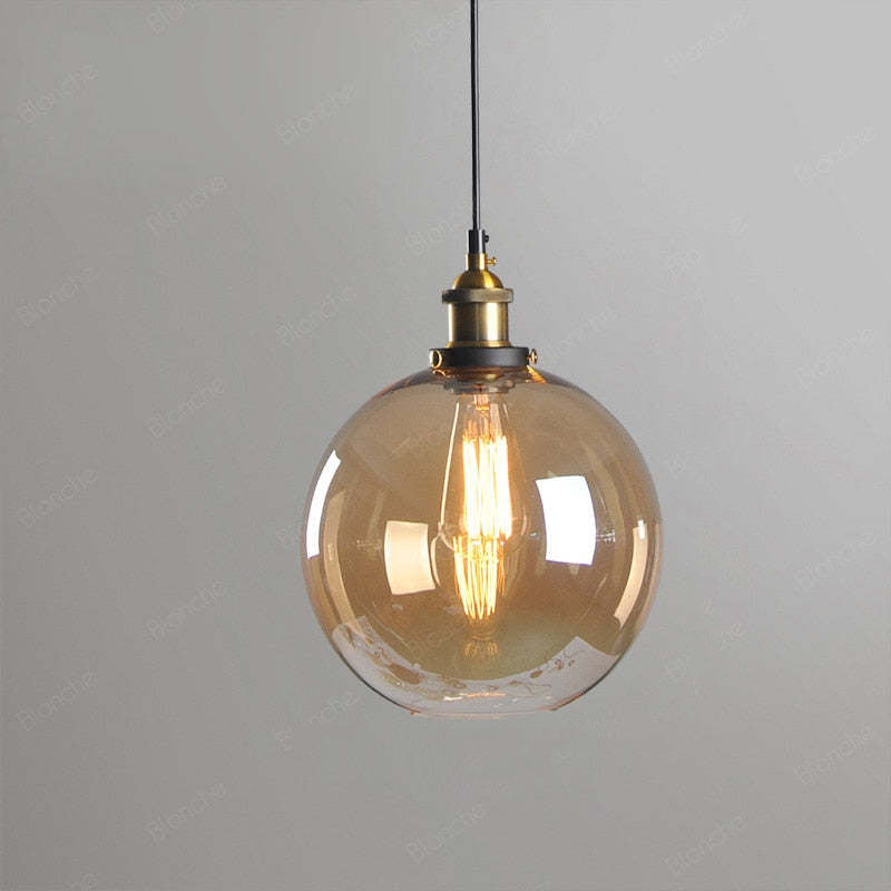 Teni Industrial Glass Pendant Light Clear/Amber/Smoke Grey