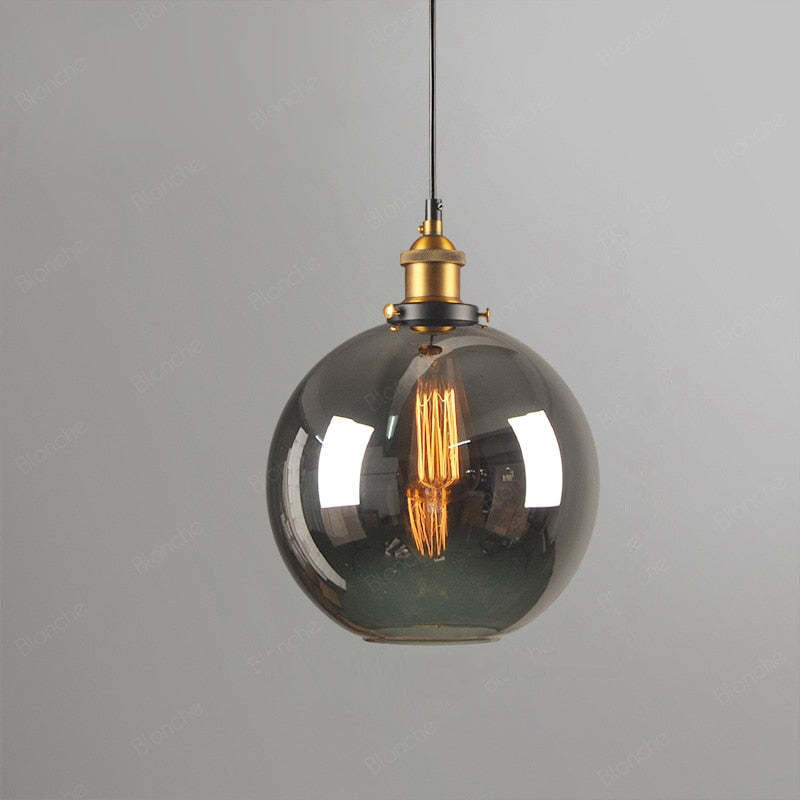 Teni Industrial Glass Pendant Light Clear/Amber/Smoke Grey