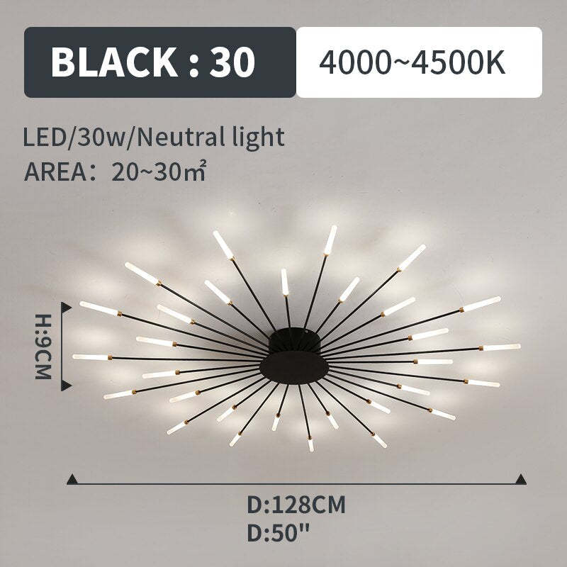 Kovon Flush-Mount Ceiling Light Fireworks, Black/Gold