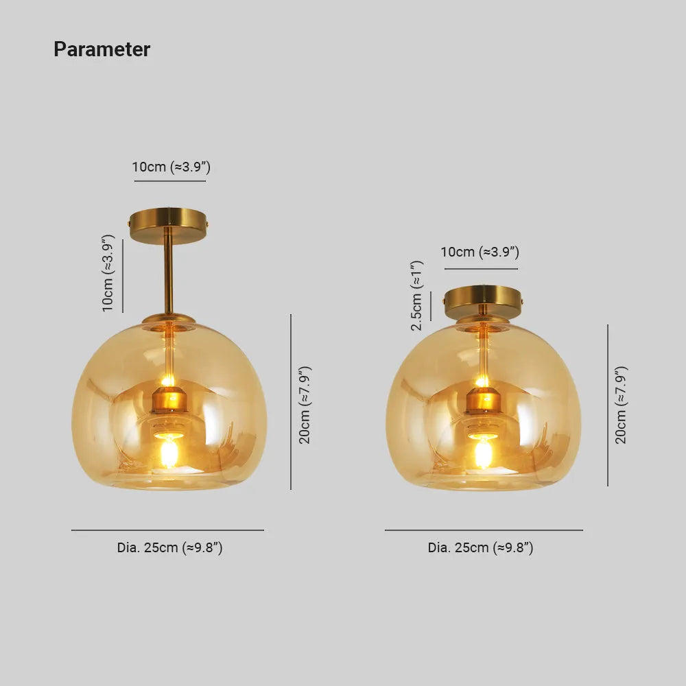 Laru Glass Semi-Flush Mount Ceiling Light/Pendant Light