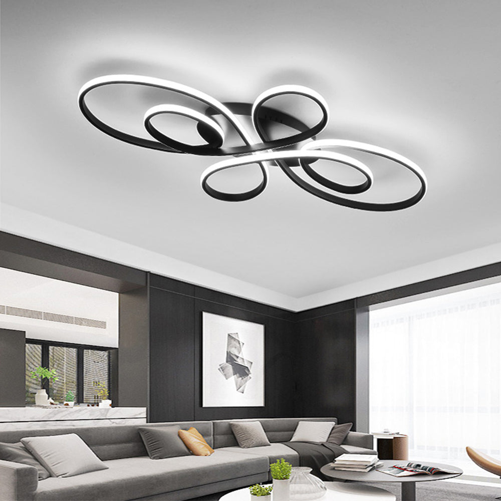 Rori Modern LED Multi Rings Flush Mount Ceiling Light, Brown/White