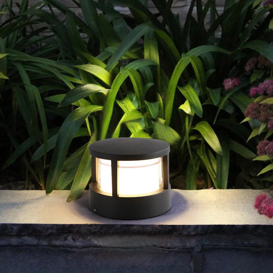 Alvian Outdoor Light Modern Cylindrical Bollard Black