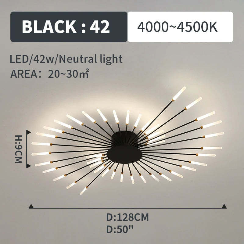 Kovon Flush-Mount Ceiling Light Fireworks, Black/Gold