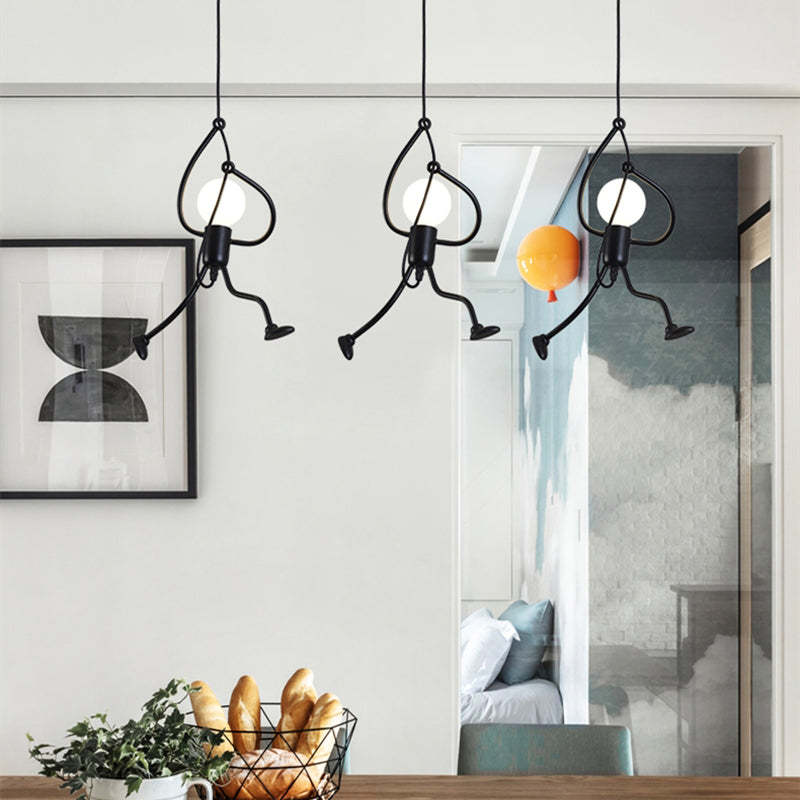 Esi Retro Modern Iron Man Pendant Light, Black