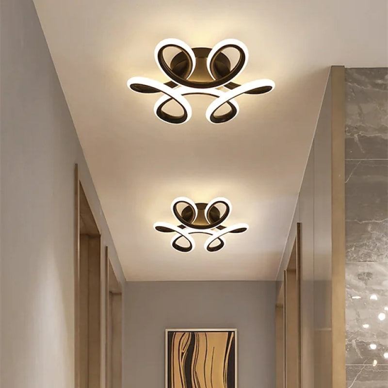 Sio Modern Flower Shape Ceiling Light, Black/White, Hallway