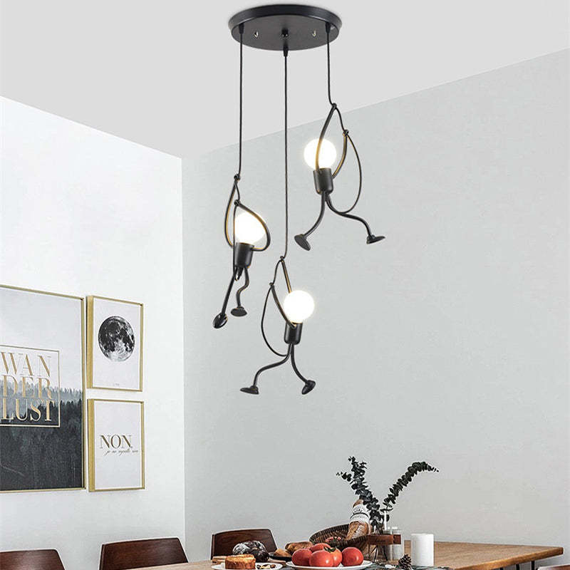 Esi Retro Modern Iron Man Pendant Light, Black