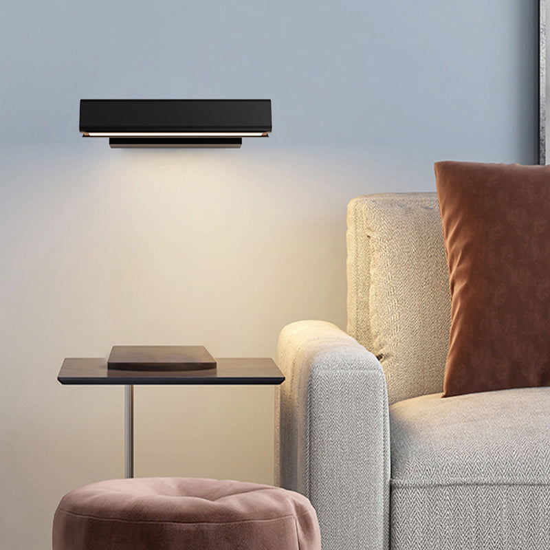 Heri Modern Rectangles Rotatable Wall Lamp, Black/White