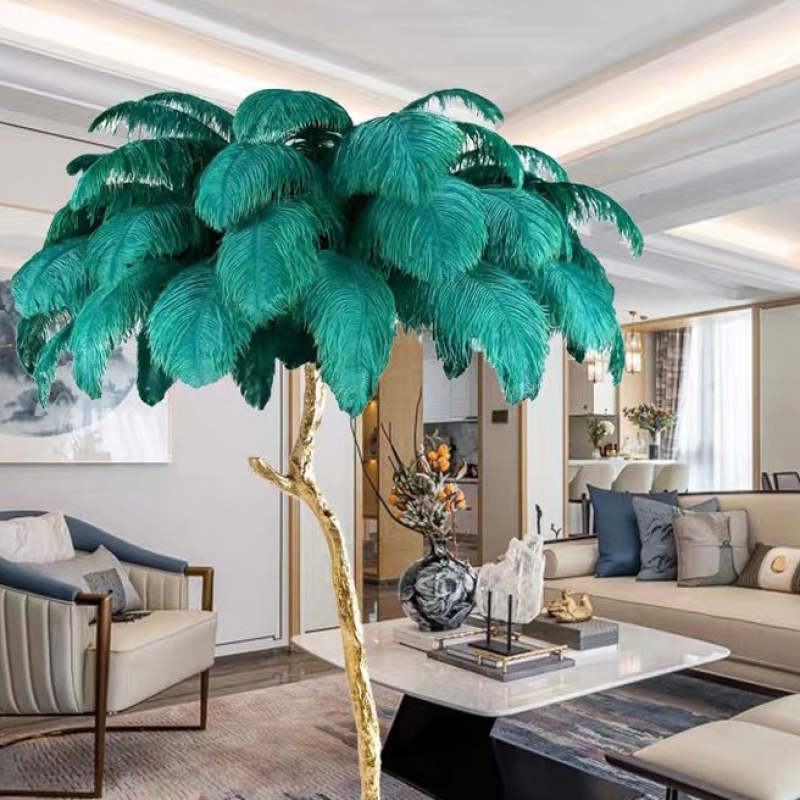 Salenor Nordic Luxury Unique Ostrich Feather Floor Lamp/Table Lamp
