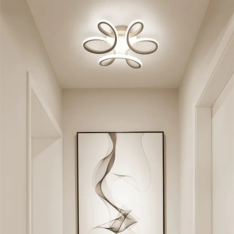 Sio Modern Flower Shape Ceiling Light, Black/White, Hallway