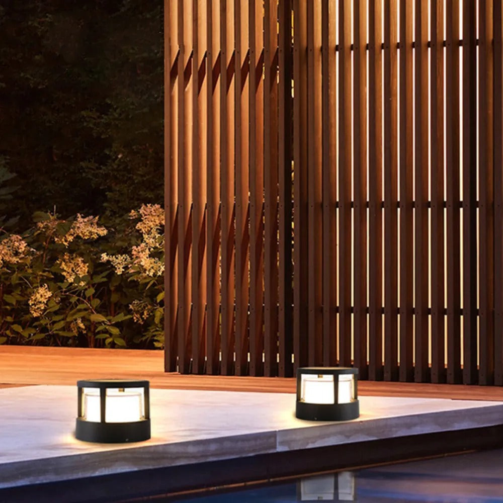 Alvian Outdoor Light Modern Cylindrical Bollard Black