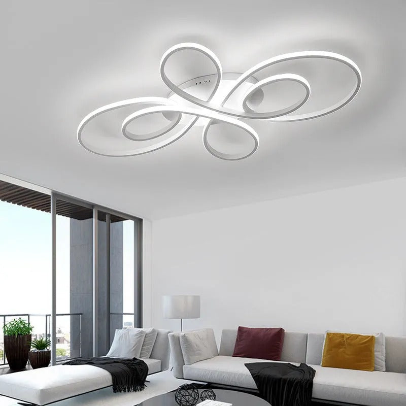 Rori Modern LED Multi Rings Flush Mount Ceiling Light, Brown/White