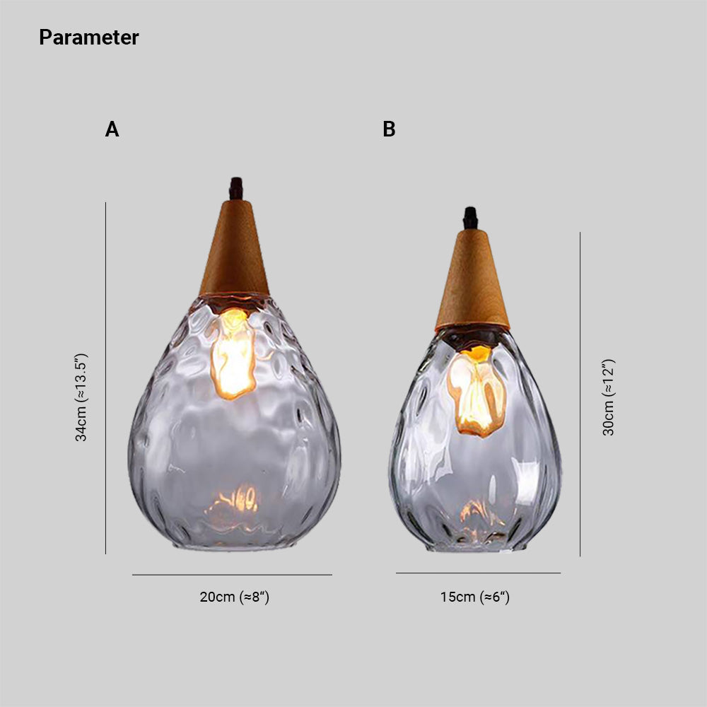 Alverin Pendant Light Glass Wood Amber