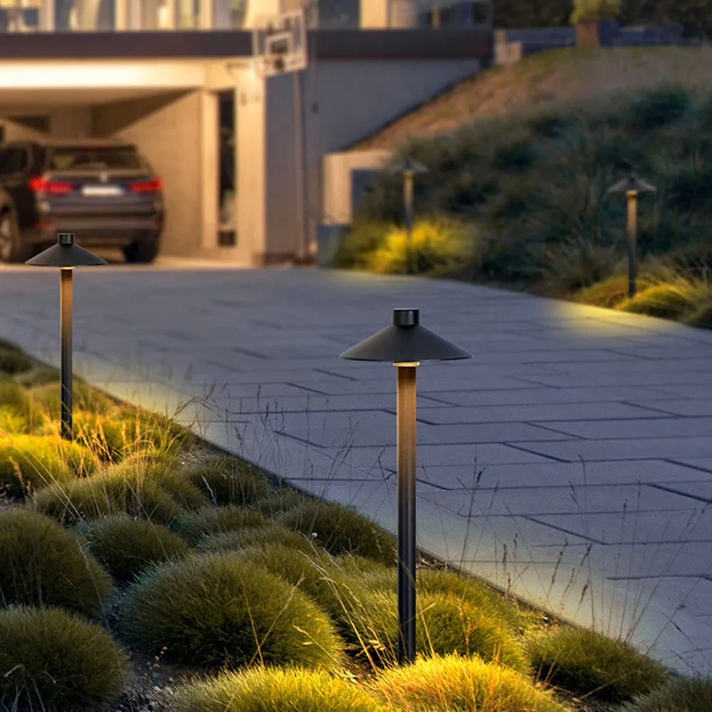 Dorvenia Outdoor Path Light Contemporary Cap-Shaped Black