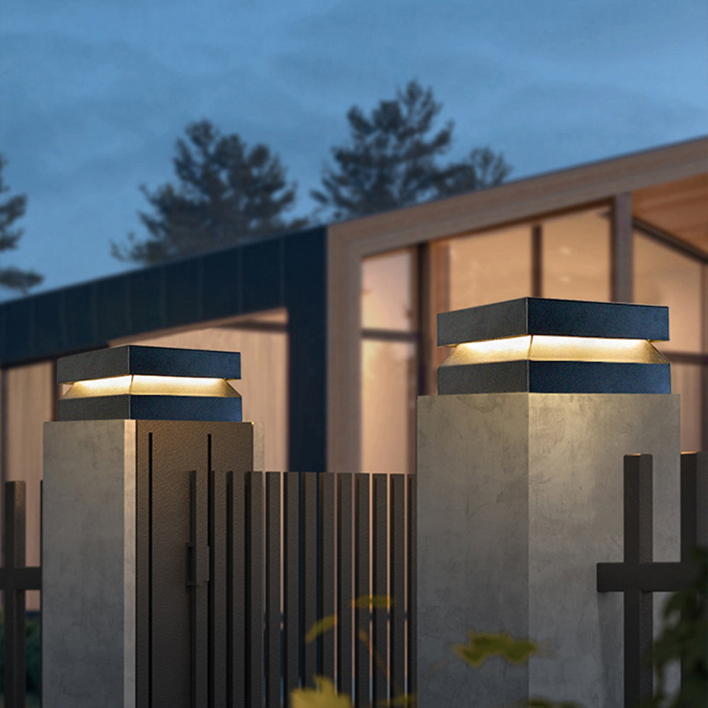 Corvex Outdoor Lamp Modern Concave Black Solar