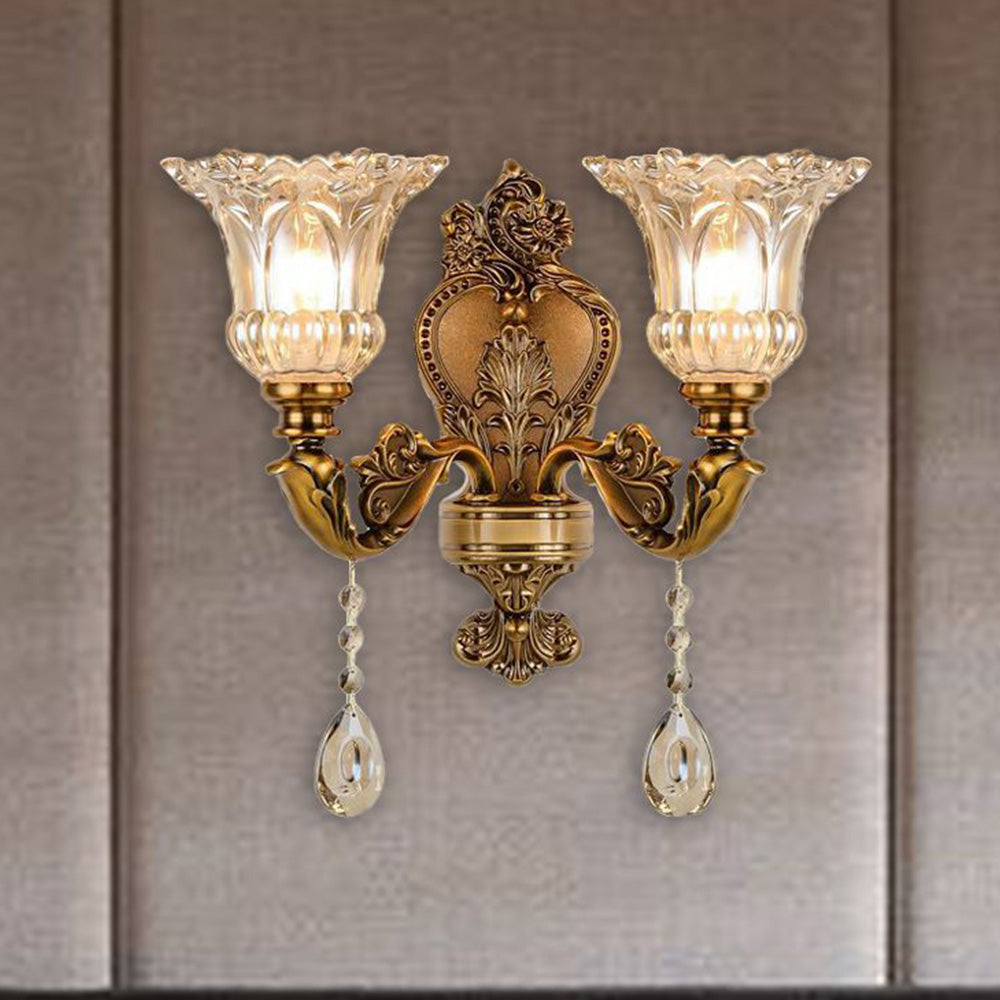 Lampa ścienna Calixo vintage kwiat/szkło złota