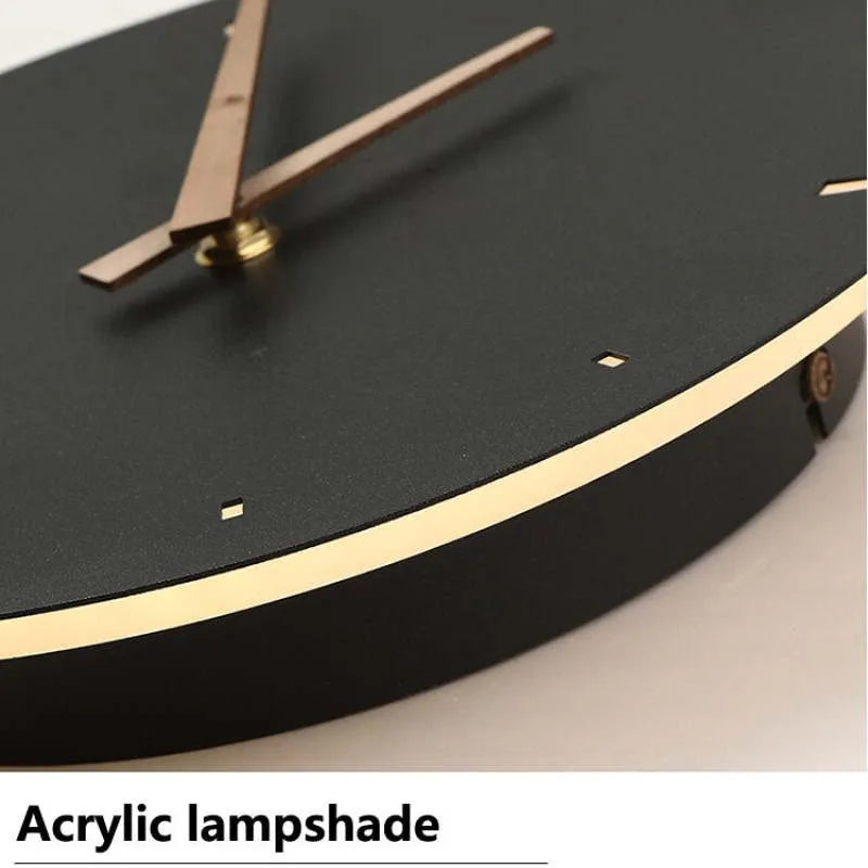 Norva Modern Clock Round Wall Lamp, Gold/Black