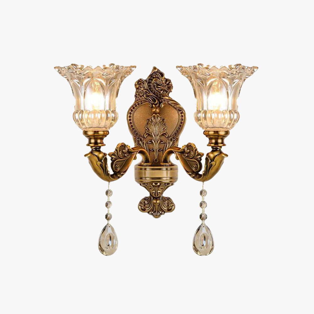 Lampa ścienna Calixo vintage kwiat/szkło złota