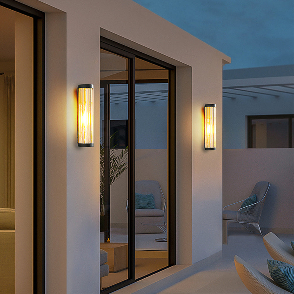 Seluno Wall Lamp Modern Semi-Cylindrical Outdoor Black