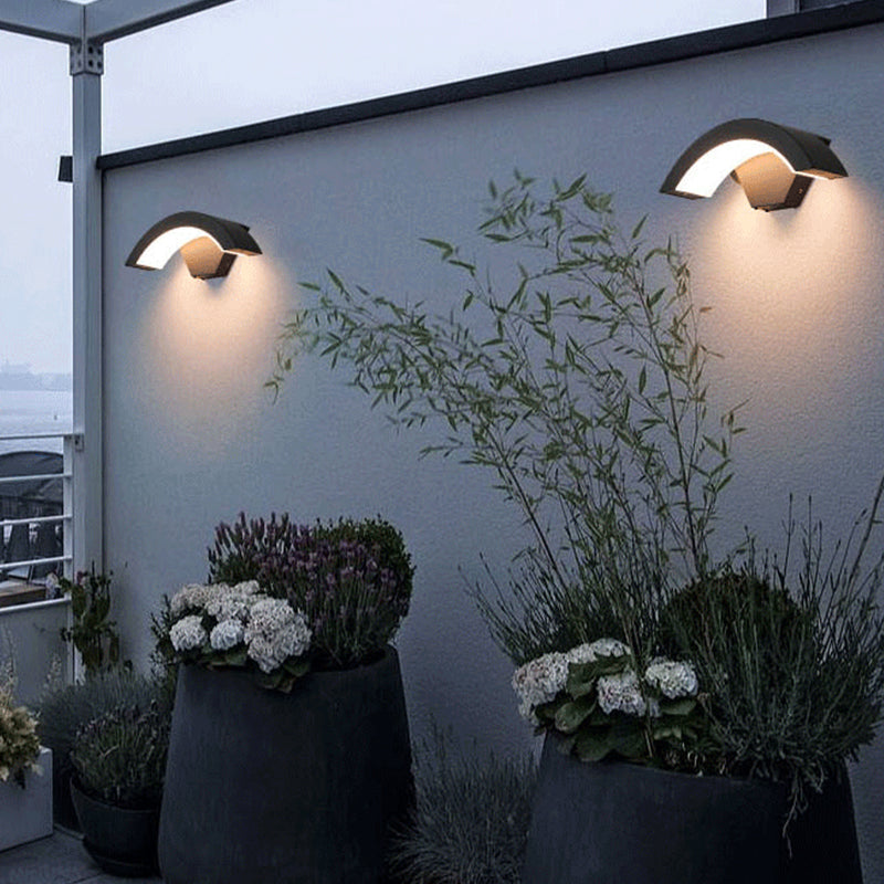 Alvyn Wall Lamp Nordic Arc Waterproof LED Outdoor Black
