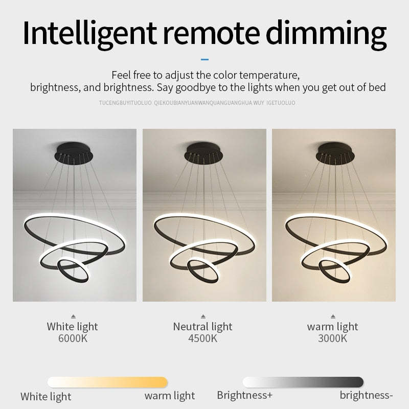 Tavonex Modern Ring Pendant Light, 2/3/4 Rings