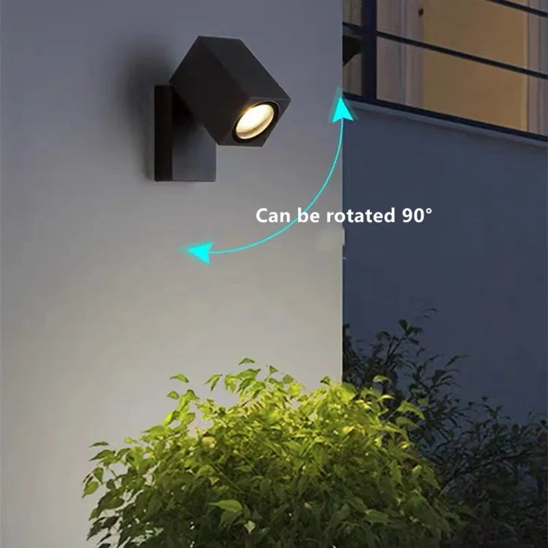 Lyris Wall Lamp Modern Outdoor Rotatable Spotlight Black