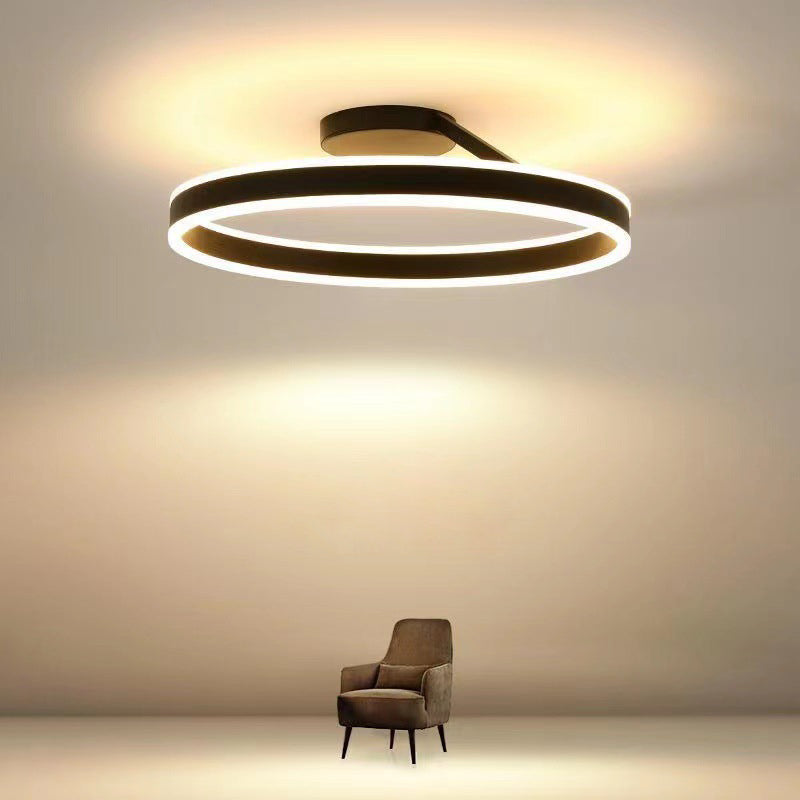 Solinor Modern Circle Flush Mount Ceiling Light, Black & White