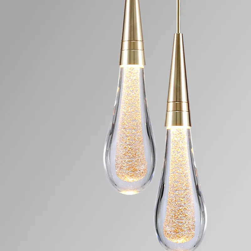 Eloria Pendant Light Crystal Glass Droplet Gold