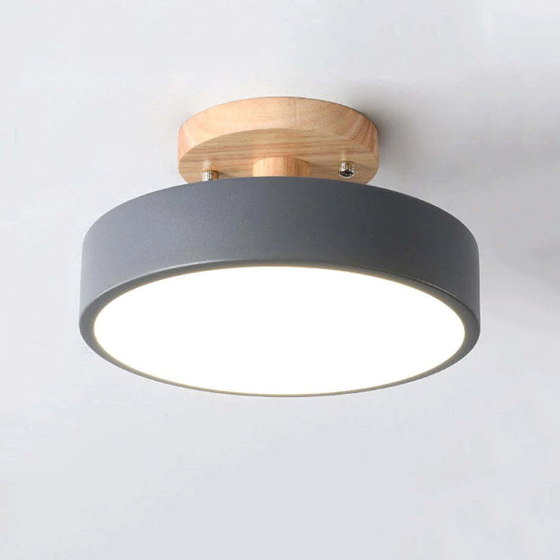 Zera Round LED Flush Mount Ceiling Light Modern Wood Colorful
