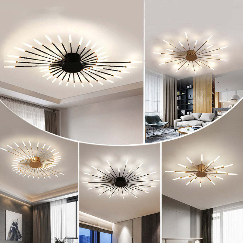 Kovon Flush-Mount Ceiling Light Fireworks, Black/Gold