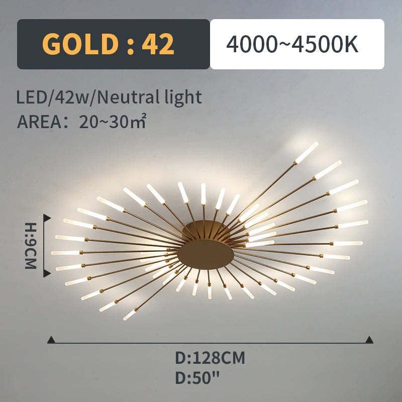 Kovon Flush-Mount Ceiling Light Fireworks, Black/Gold