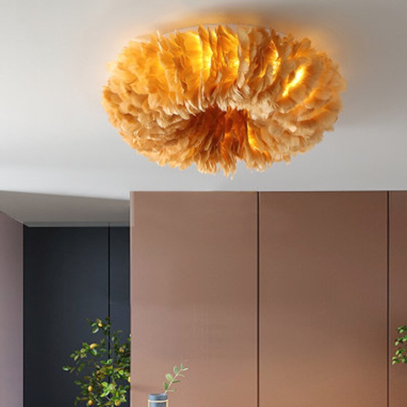 Velix Swan Feather Round Ceiling Light