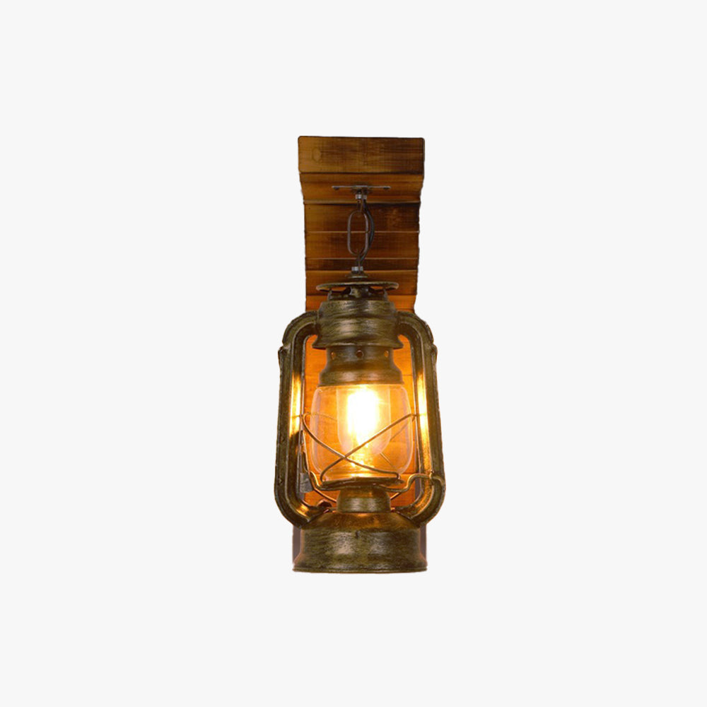 Lampa ścienna Orlena latarnia vintage drewniana rustykalna
