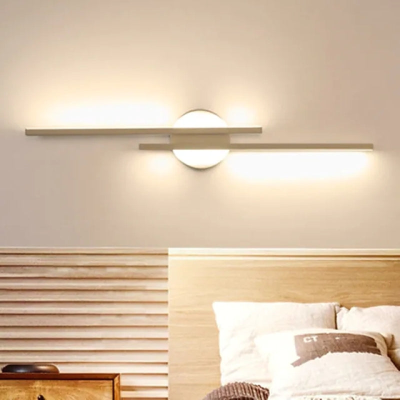 Noviq Modern Nordic Disc/Linear LED Wall Lamp, Black/White