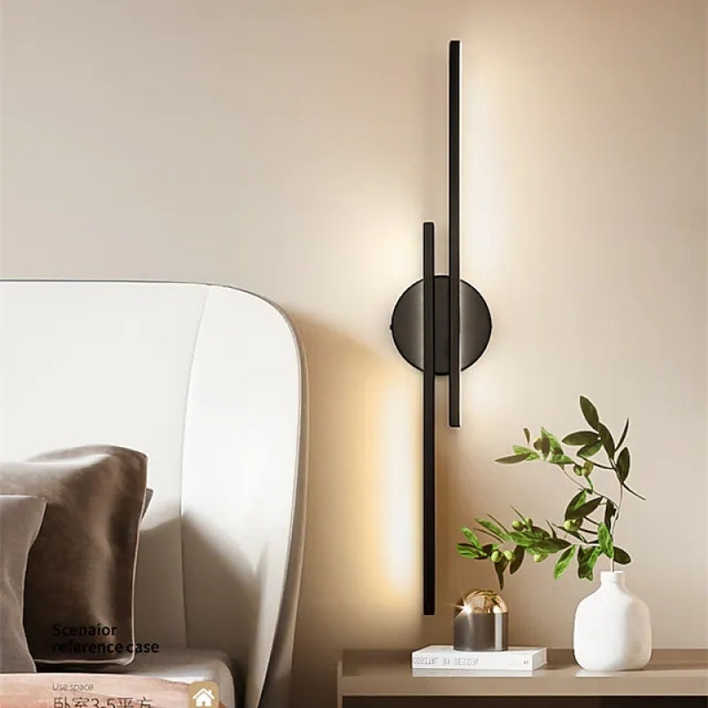 Noviq Modern Nordic Disc/Linear LED Wall Lamp, Black/White