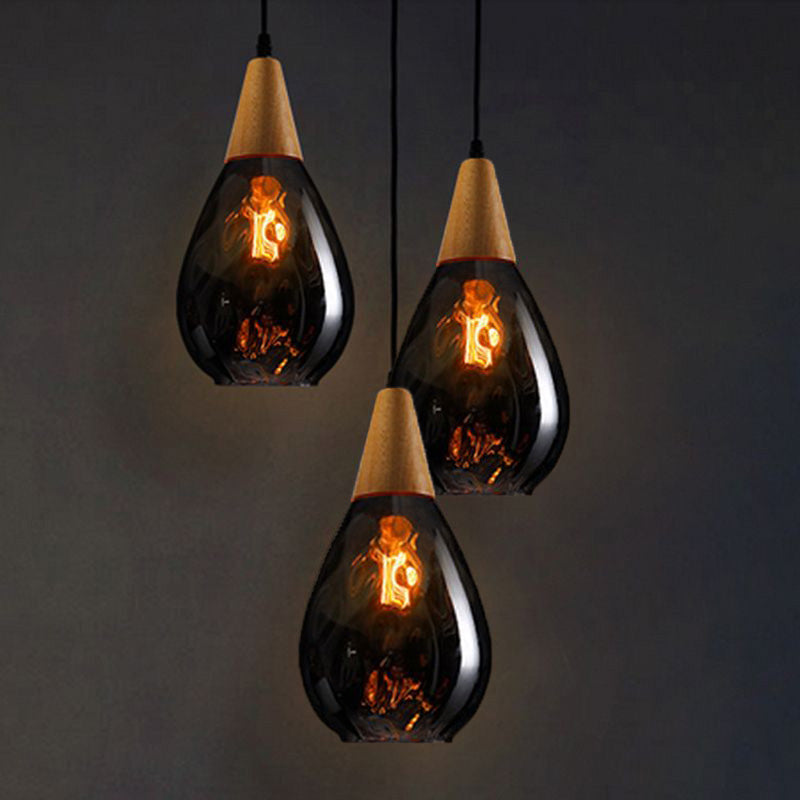 Alverin Pendant Light Glass Wood Amber