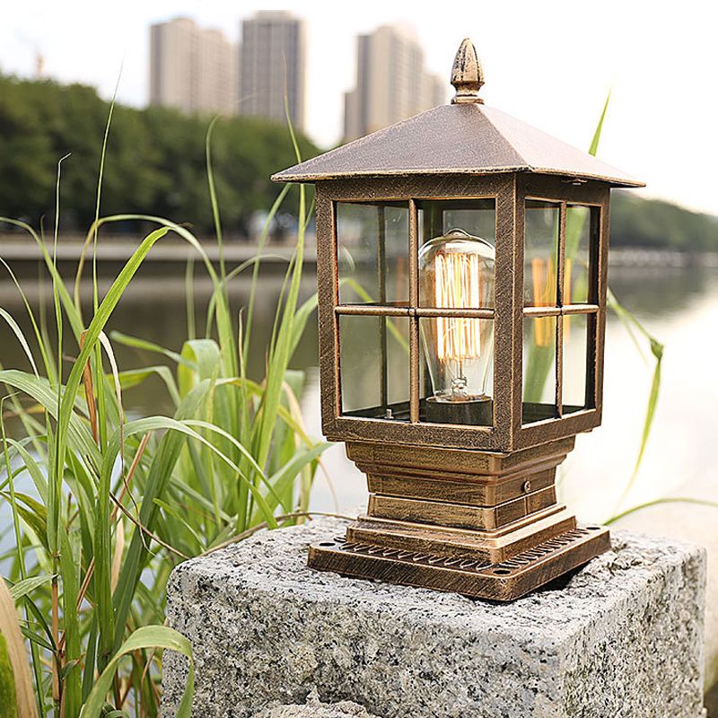 Arvico Outdoor Light Modern Glass Lantern LED Post