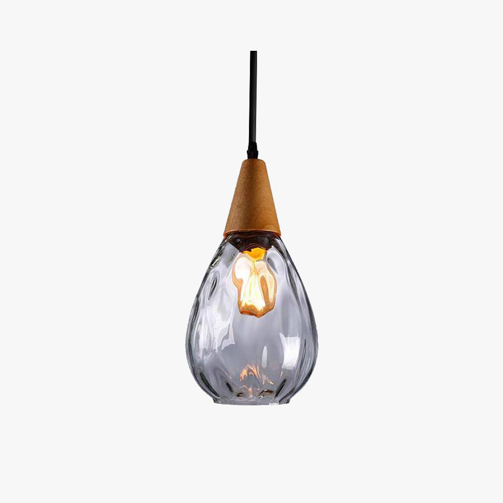 Alverin Pendant Light Glass Wood Amber