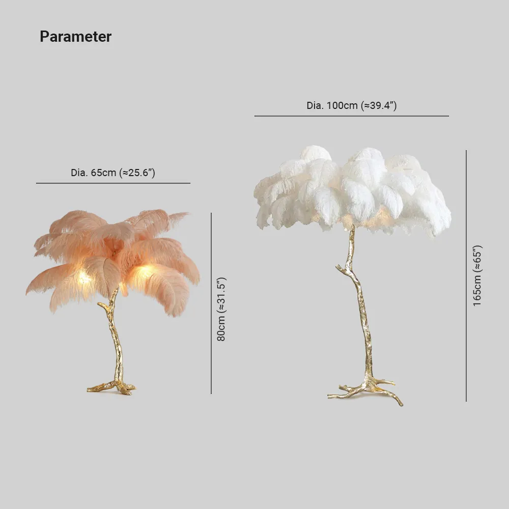 Salenor Nordic Luxury Unique Ostrich Feather Floor Lamp/Table Lamp